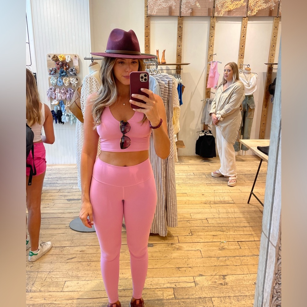 ALO Yoga Pink High-Waist Leggings and Crop Tank Set